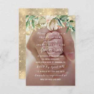 Invitation Baby shower Fleurs photo Brunch Mint Green