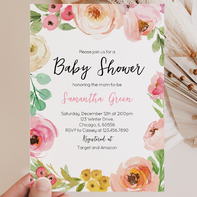 Invitation Baby Shower Fleurs Printanières (Créateur téléchargé)