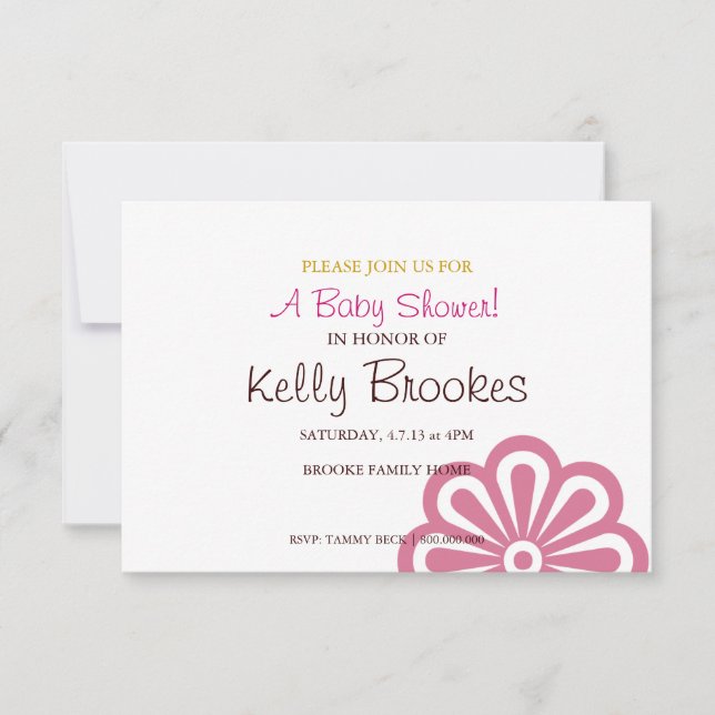 Invitation Baby shower| Fleurs|rose (Devant)