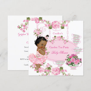 Invitation Baby Shower Fleurs Rose Thé Party Rose Ethnique
