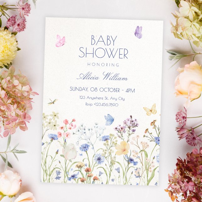 Invitation Baby shower fleurs sauvages (Créateur téléchargé)