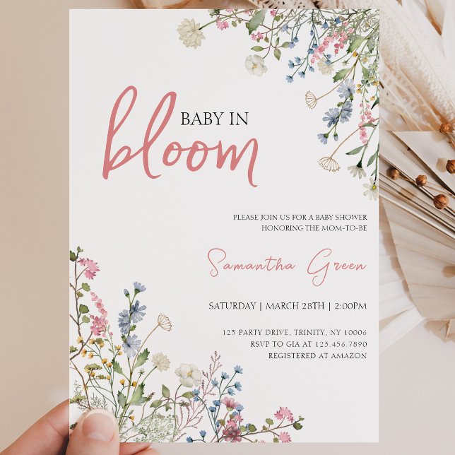 Invitation Baby Shower Fleurs Sauvages (Créateur téléchargé)