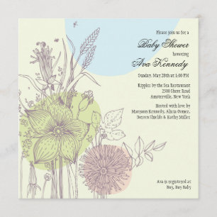 Invitation Baby shower Fleurs sauvages