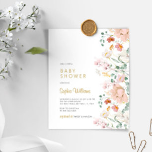 Invitation Baby shower Fleurs sauvages du budget