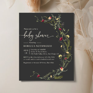 Invitation Baby shower Fleurs sauvages du budget