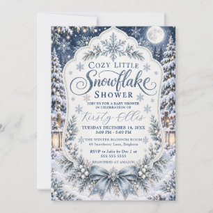 Invitation Baby Shower Flocon de Neige Cozy