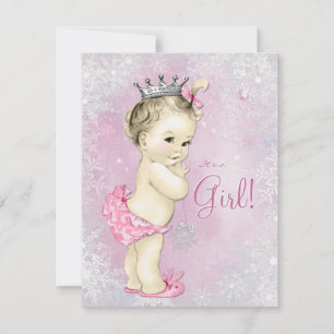 Invitation Baby Shower Flocon de Neige Rose au Pays des Merve