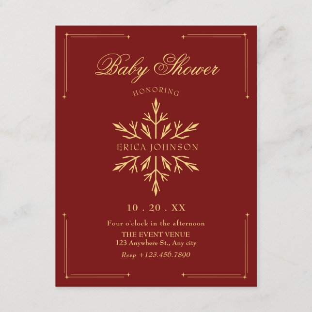 Invitation Baby Shower flocon de Noël (Devant)