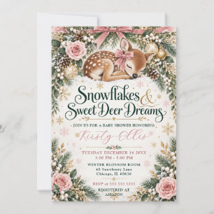 Invitation Baby Shower Flocons de Neige et Douces Rêves de Ce