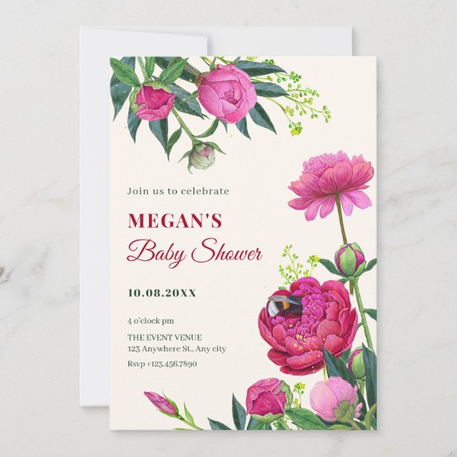 Invitation Baby shower floral (Devant)