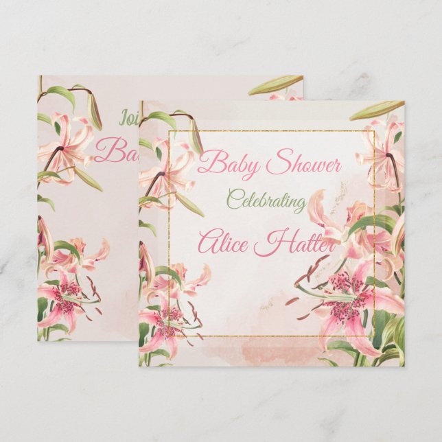Invitation Baby shower floral (Devant / Derrière)