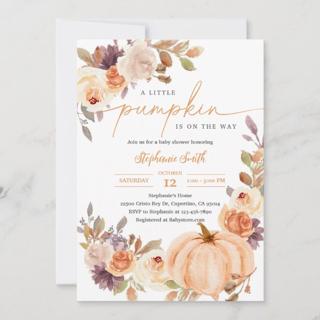 Invitation Baby Shower Floral (Devant)