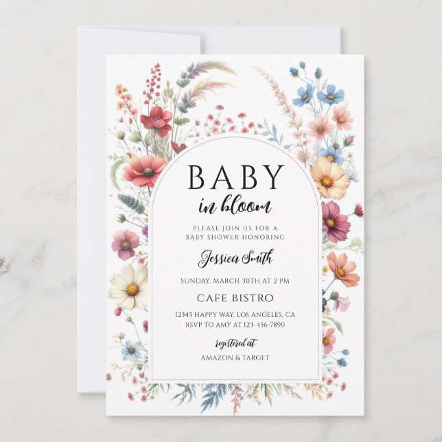 Invitation Baby Shower Floral (Devant)