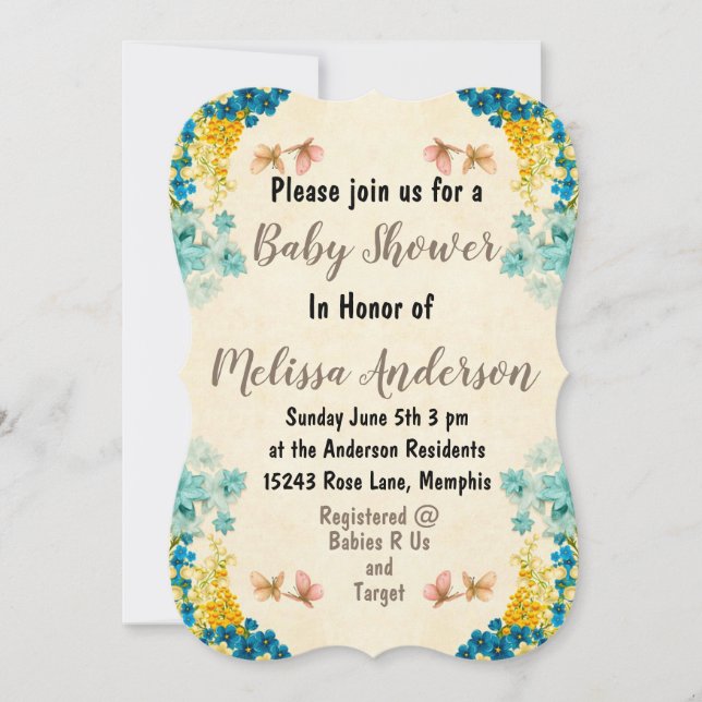 Invitation Baby shower floral (Devant)