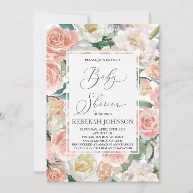 Invitation Baby shower floral (Devant)