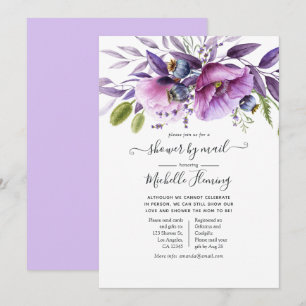 Invitation Baby shower floral à violet poussiéreux par courri