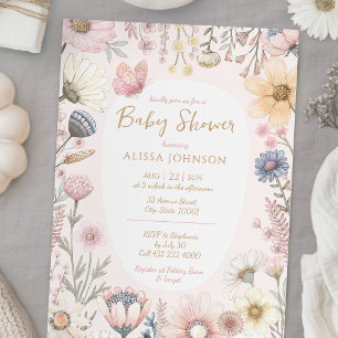 Invitation Baby shower floral aquarelle