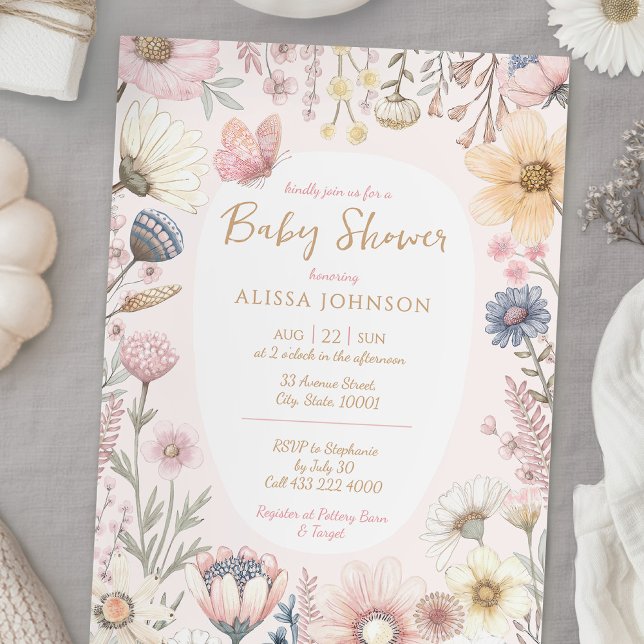 Invitation Baby shower floral aquarelle (Créateur téléchargé)