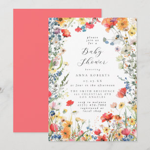 Invitation Baby Shower Floral Aquarelle Coloré