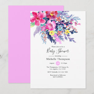 Invitation Baby Shower Floral Aquarelle Coloré