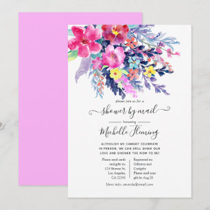 Invitation Baby-Shower Floral Aquarelle Coloré par courrier
