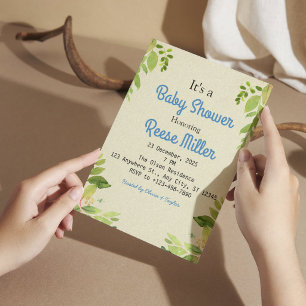 Invitation Baby-Shower Floral Aquarelle pour Nouveau-Né