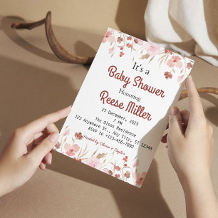 Invitation Baby-Shower Floral Aquarelle pour Nouveau-Né