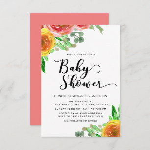Invitation Baby shower Floral Aquarelle Printemps florissant