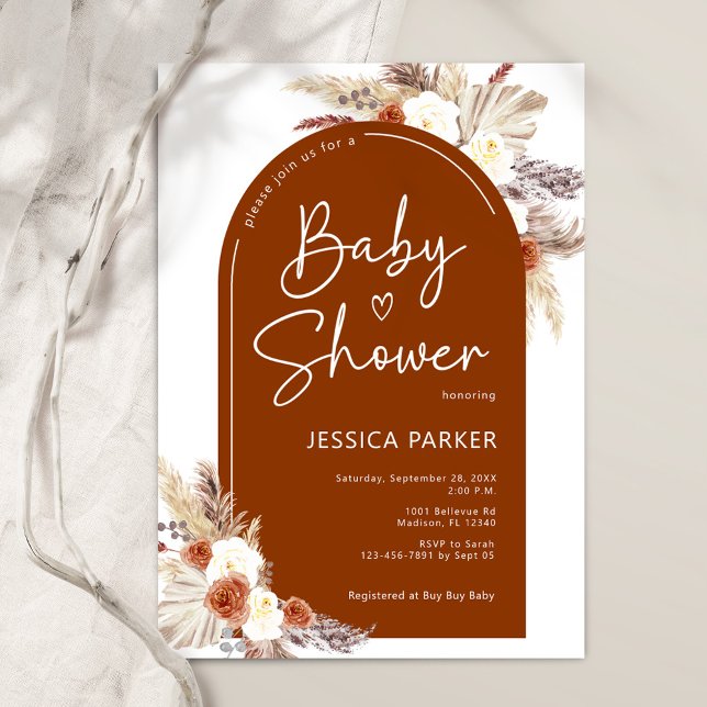 Invitation Baby shower Floral Arch Terracotta Boho (Créateur téléchargé)