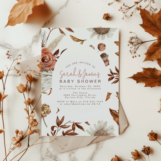 Invitation Baby shower Floral automnal (Créateur téléchargé)