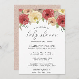 Invitation Baby shower Floral Automne