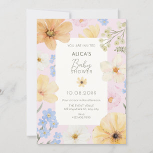 Invitation Baby shower floral aux couleurs pastel