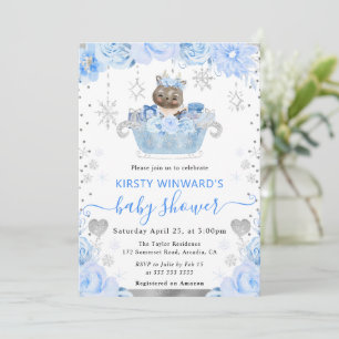 Invitation Baby Shower Floral aux rennes à l'aquarelle
