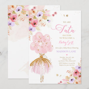 Invitation Baby shower Floral Ballerina Rose Et Lilac