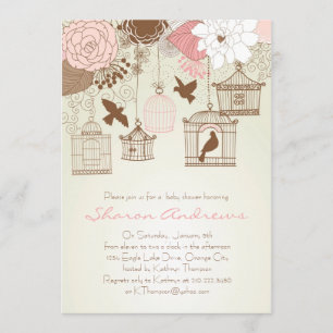 Invitation Baby shower Floral Birdcage