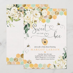 Invitation Baby shower Floral Blanc Blanc, Doux Comme Peuvent
