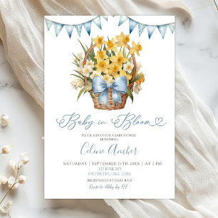 Invitation Baby Shower Floral Bleu Coquette de Printemps
