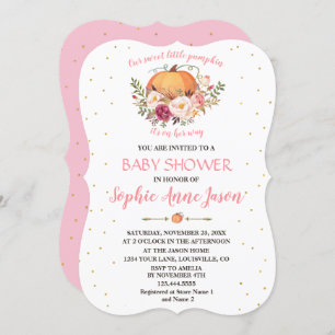 Invitation Baby shower Floral Bleu Petit Citrouille
