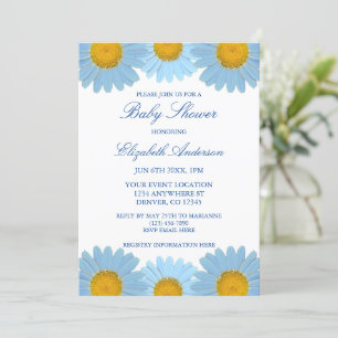 Invitation Baby shower Floral Blue Daisies