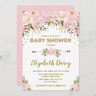 Invitation Baby shower floral Blush Gold Cottage Chic