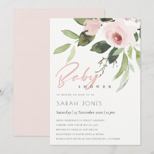 INVITATION BABY SHOWER FLORAL BLUSH ROSE LAVE DE COULEUR SUBT