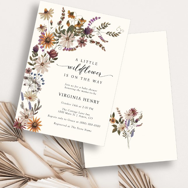 Invitation Baby Shower Floral Bohème (Boho Floral Baby Shower Invitation
)