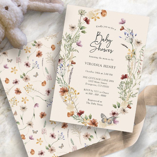 Invitation Baby shower Floral Boho (Boho Floral Baby Shower Invitation
)