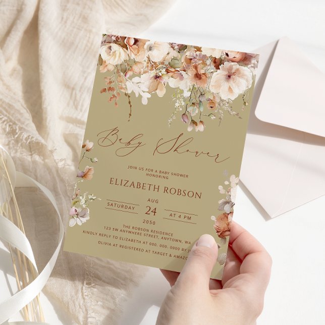 Invitation Baby shower Floral Boho (Créateur téléchargé)