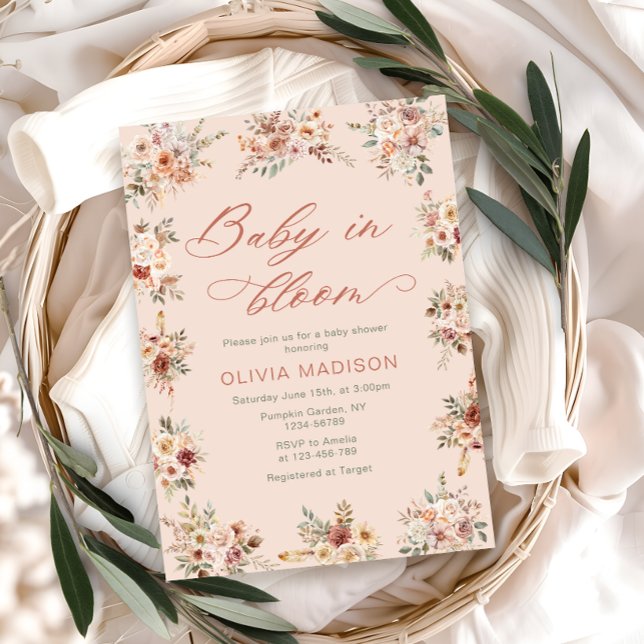 Invitation Baby Shower Floral Boho (Créateur téléchargé)