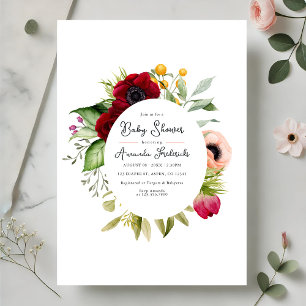 Invitation Baby shower floral Boho aquarelle