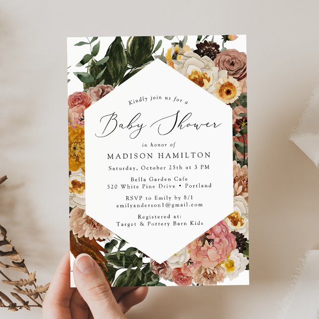 Invitation Baby Shower Floral Boho Automne (Créateur téléchargé)