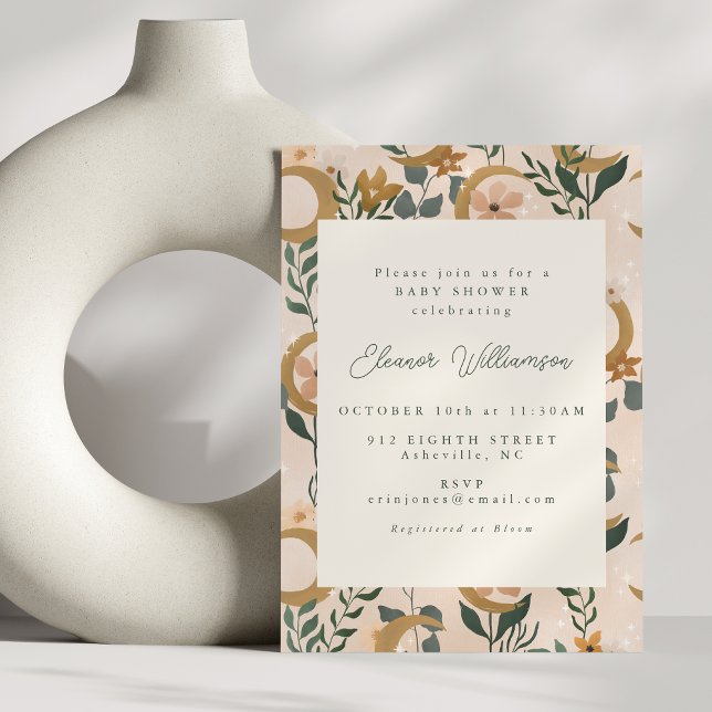 Invitation Baby Shower Floral Boho Céleste Neutre (Créateur téléchargé)