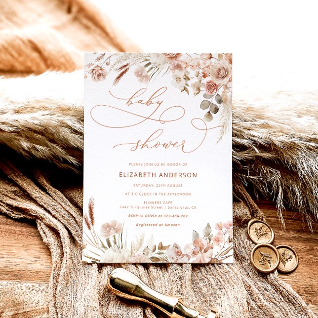 Invitation Baby shower floral Boho Fall (Créateur téléchargé)