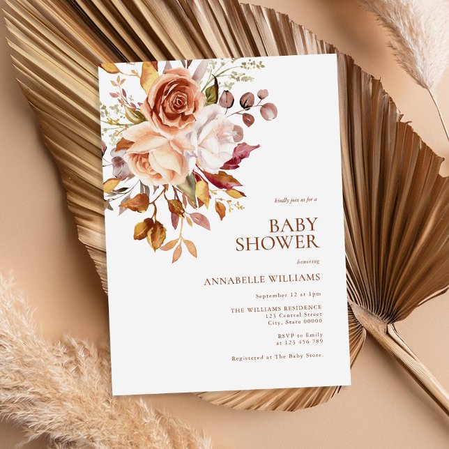Invitation Baby shower floral Boho Fall (Créateur téléchargé)